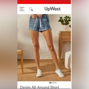 Upwest denim shorts with drawstring